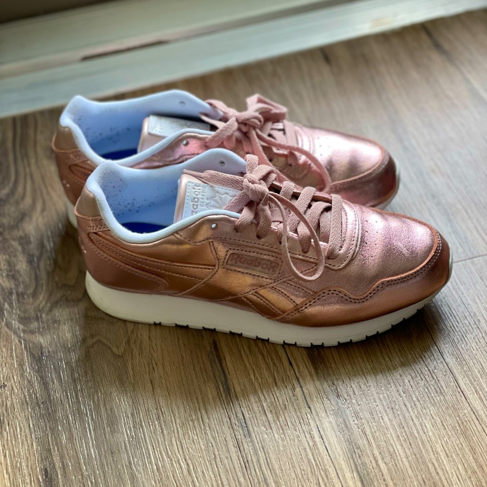 Gently worn metallic pink Reebok